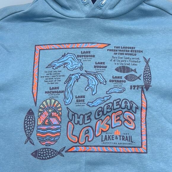 LAKE & TRAIL MICHIGAN GREAT LAKES Youth Large Hoodie Sweatshirt - Picture 2 of 4